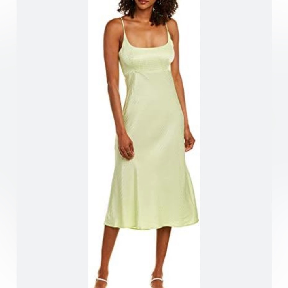 ASTR the Label Joan Dress in Celery Green Satin Finish Size Medium